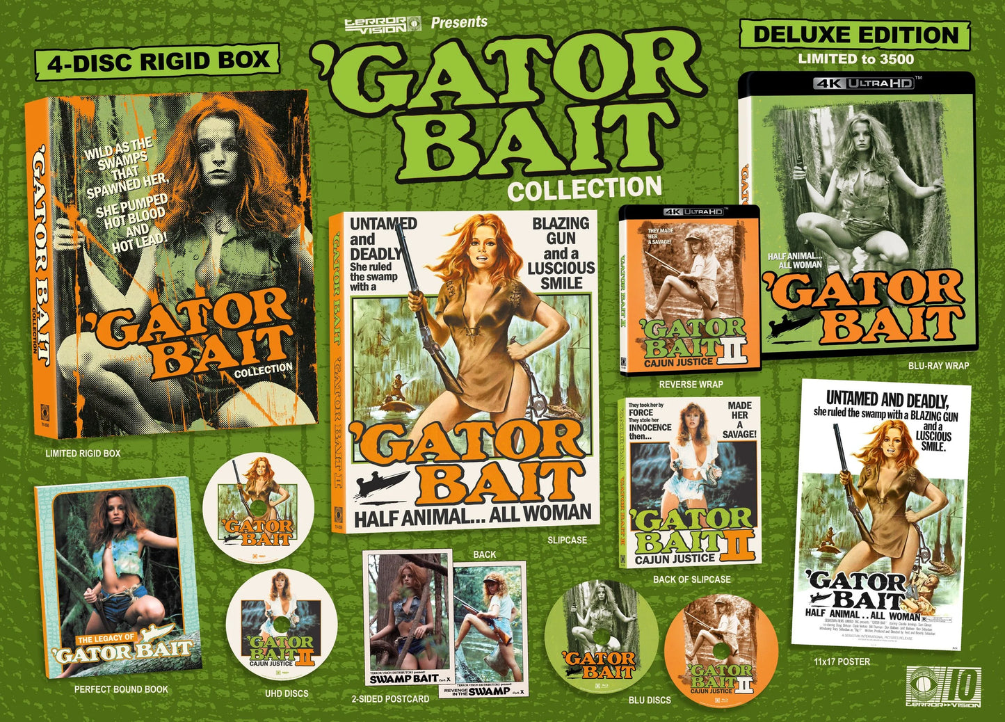'Gator Bait & 'Gator Bait 2: Cajun Justice (1973/1988) 4-Disc (2UHD+2BD) Deluxe Edition Terror Vision COMING SEPTEMBER!