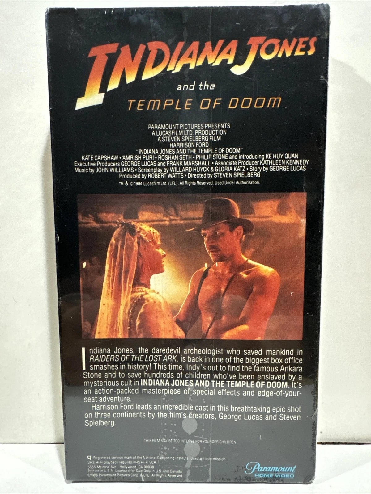 Indiana Jones And The Temple Of Doom 1986 First Release Factory Sealed - VHS