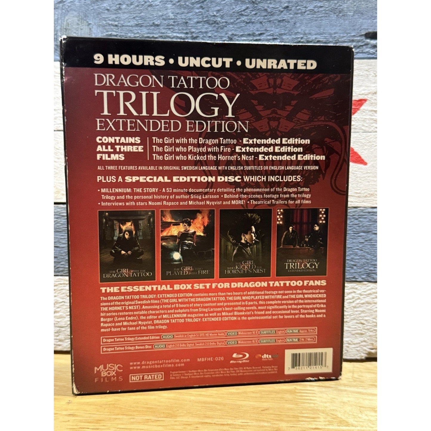 Dragon Tattoo Trilogy Collection Extended Edition Uncut Unrated 4-Disc - Blu-Ray Used