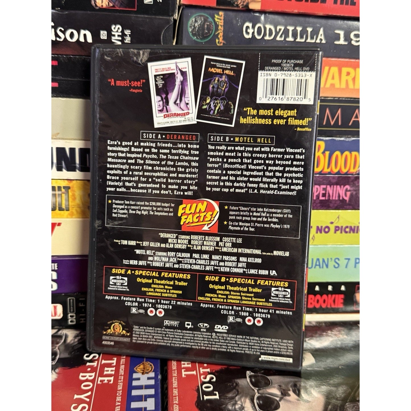 MGM Midnight Movies Double Feature : Deranged / Motel Hell - DVD Used
