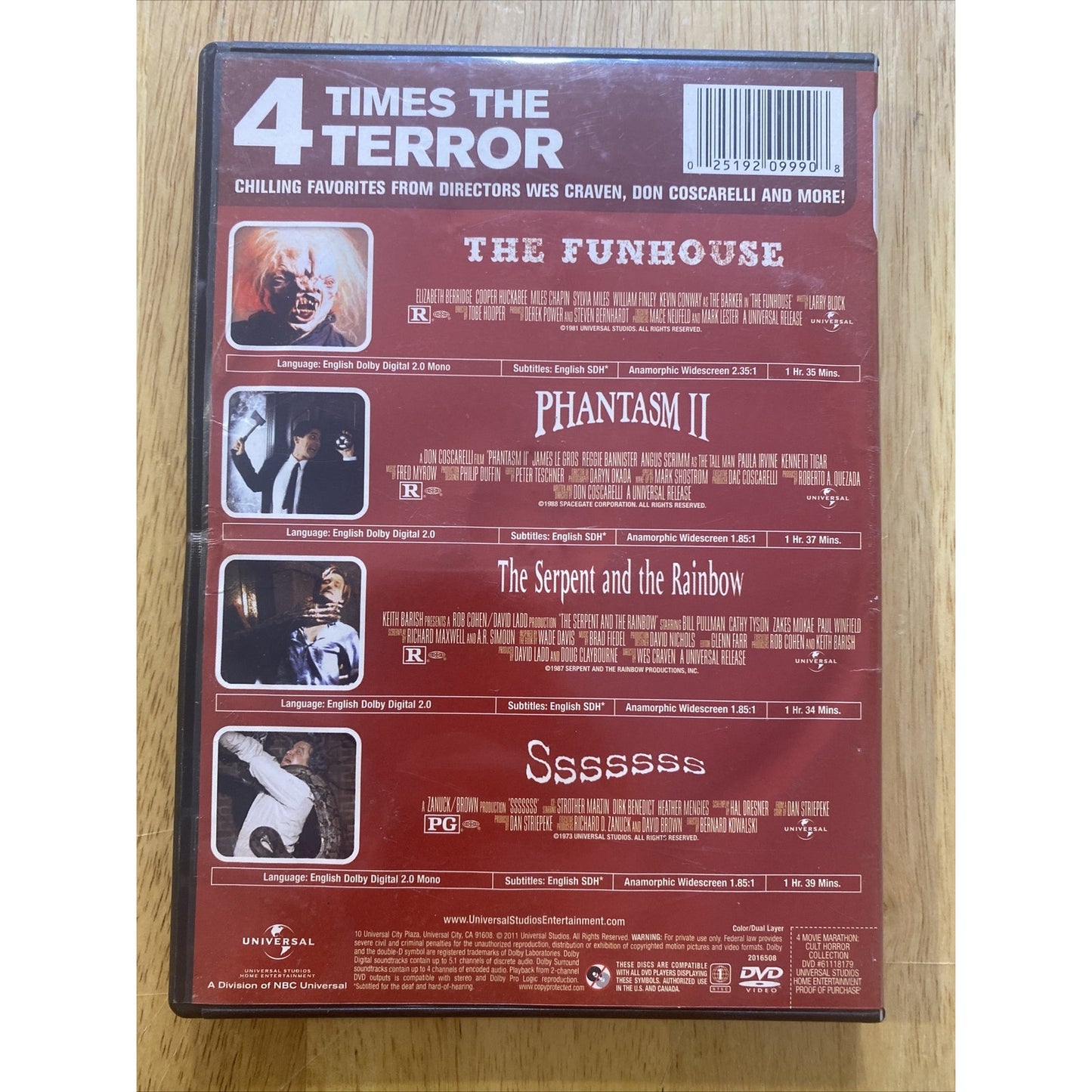 4 Movie Marathon: Cult Horror Collection - DVD Used