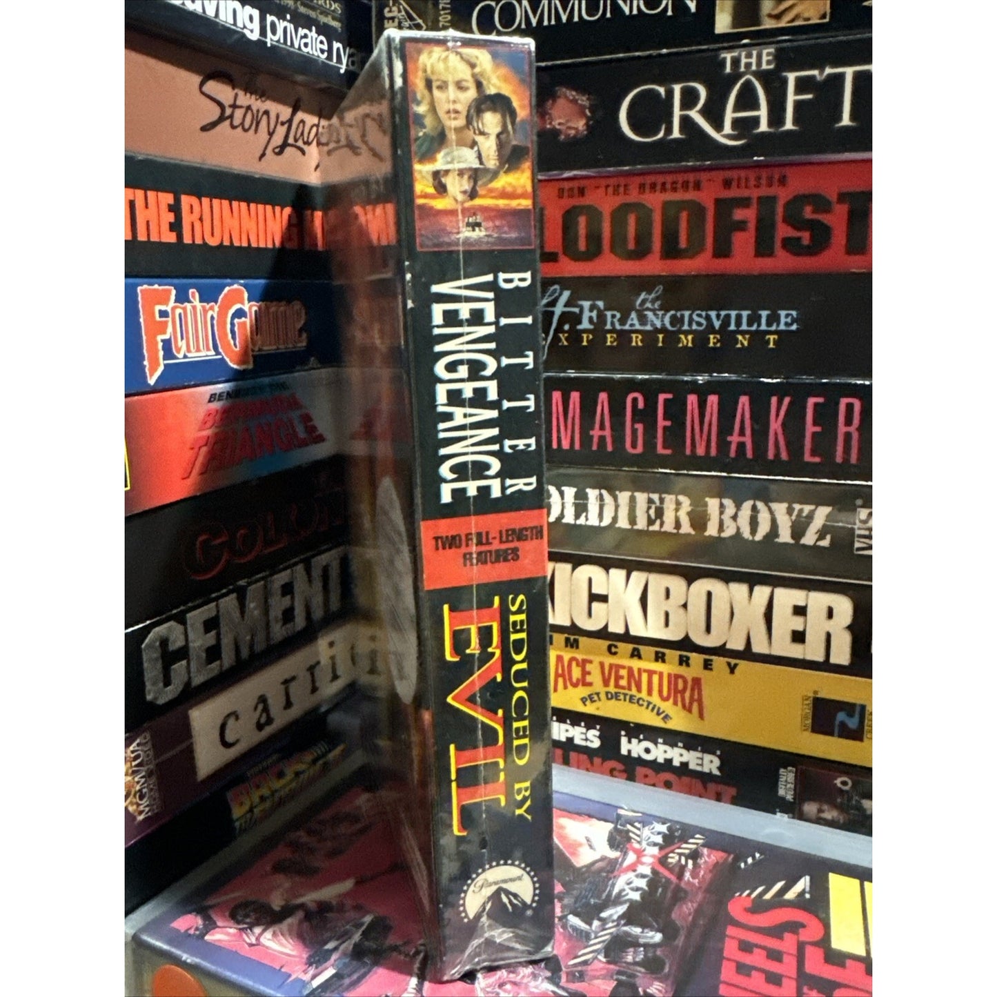 Seduced By Evil / Bitter Vengeance Double Promo Screener - VHS Used