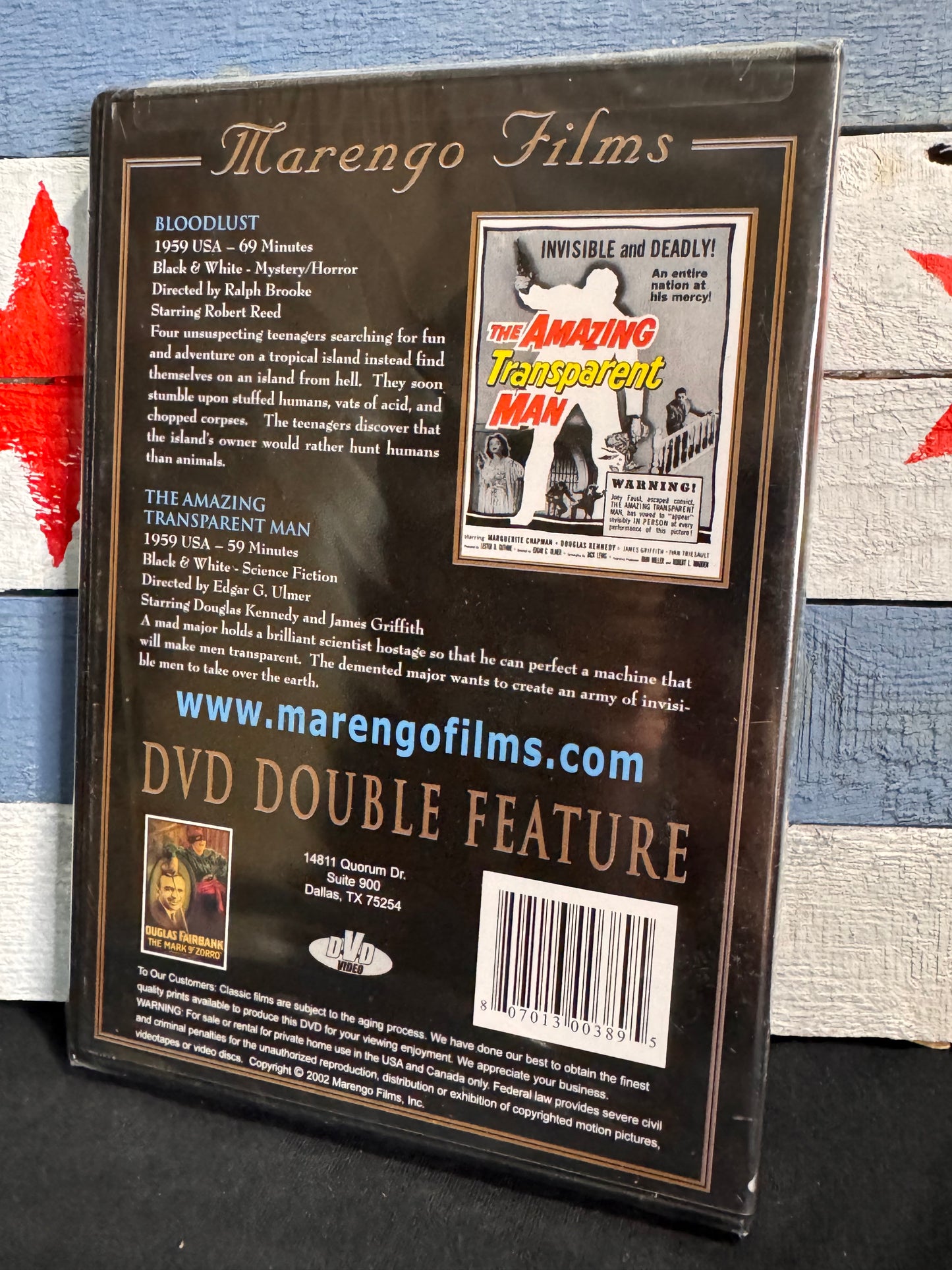 The Amazing Transparent Man / Bloodlust Double Feature - DVD