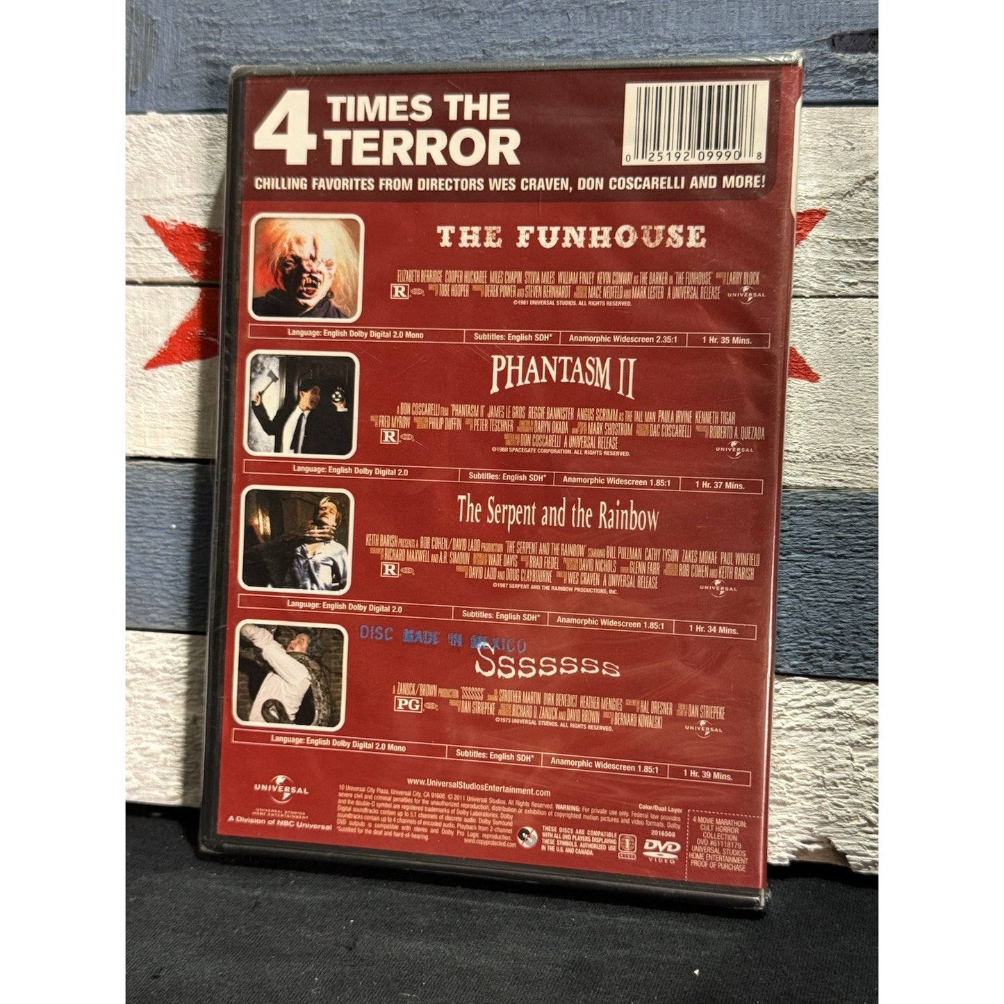 4 Movie Marathon: Cult Horror Collection Fun House, Phantasm II, Serpent in the Rainbow, Sssssssss - DVD