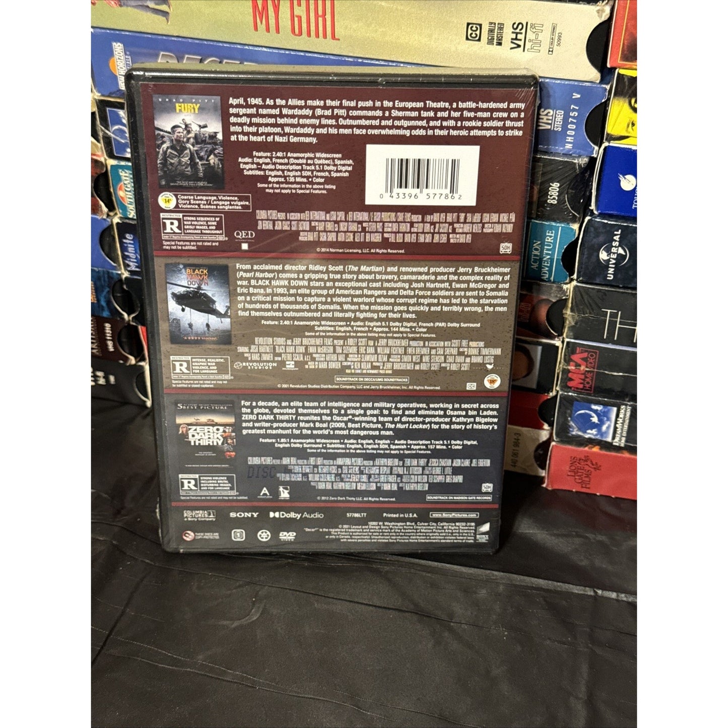 3-Movie Collection : Fury, Black Hawk Down, Zero Dark Thirty - DVD
